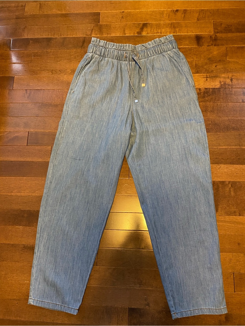 Zara Medium Blue Elastic Waist Denim Pants size small